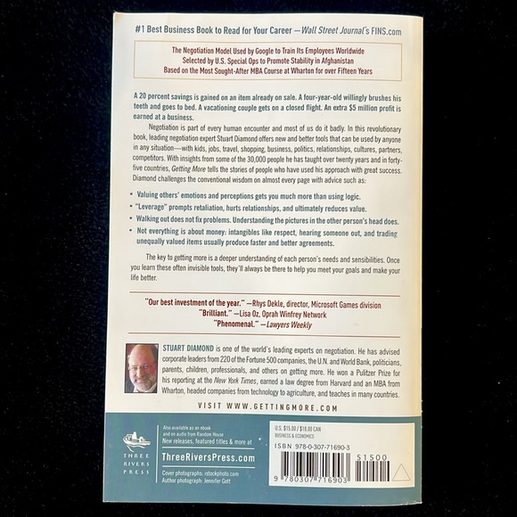 GETTING MORE How You Can Negotiate To Succeed In Work And Life Book by Diamond - Picture 4 of 5